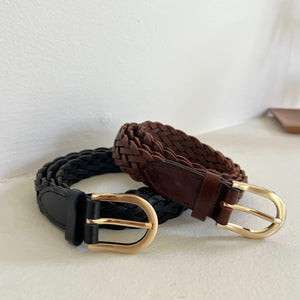 レザーメッシュベルト（茶.黒）