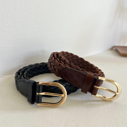 レザーメッシュベルト（茶.黒）