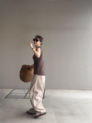 リネンノースリーブトップ