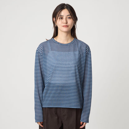 シアー マルチボーダー ロングスリーブ Tシャツ