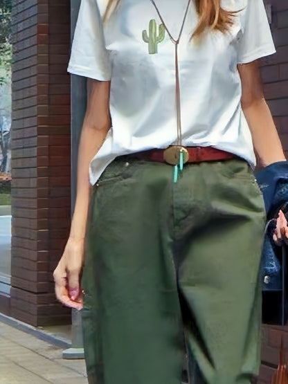 刺繍サボテンTシャツ