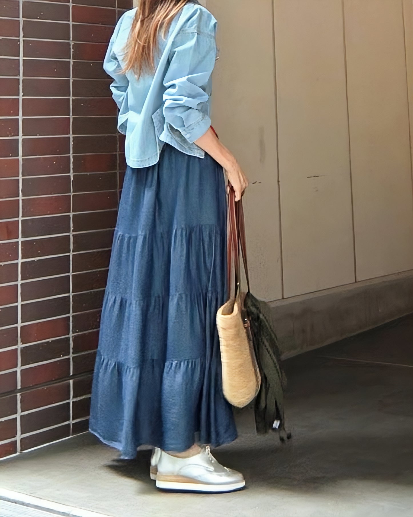 デニムティアードロングスカート