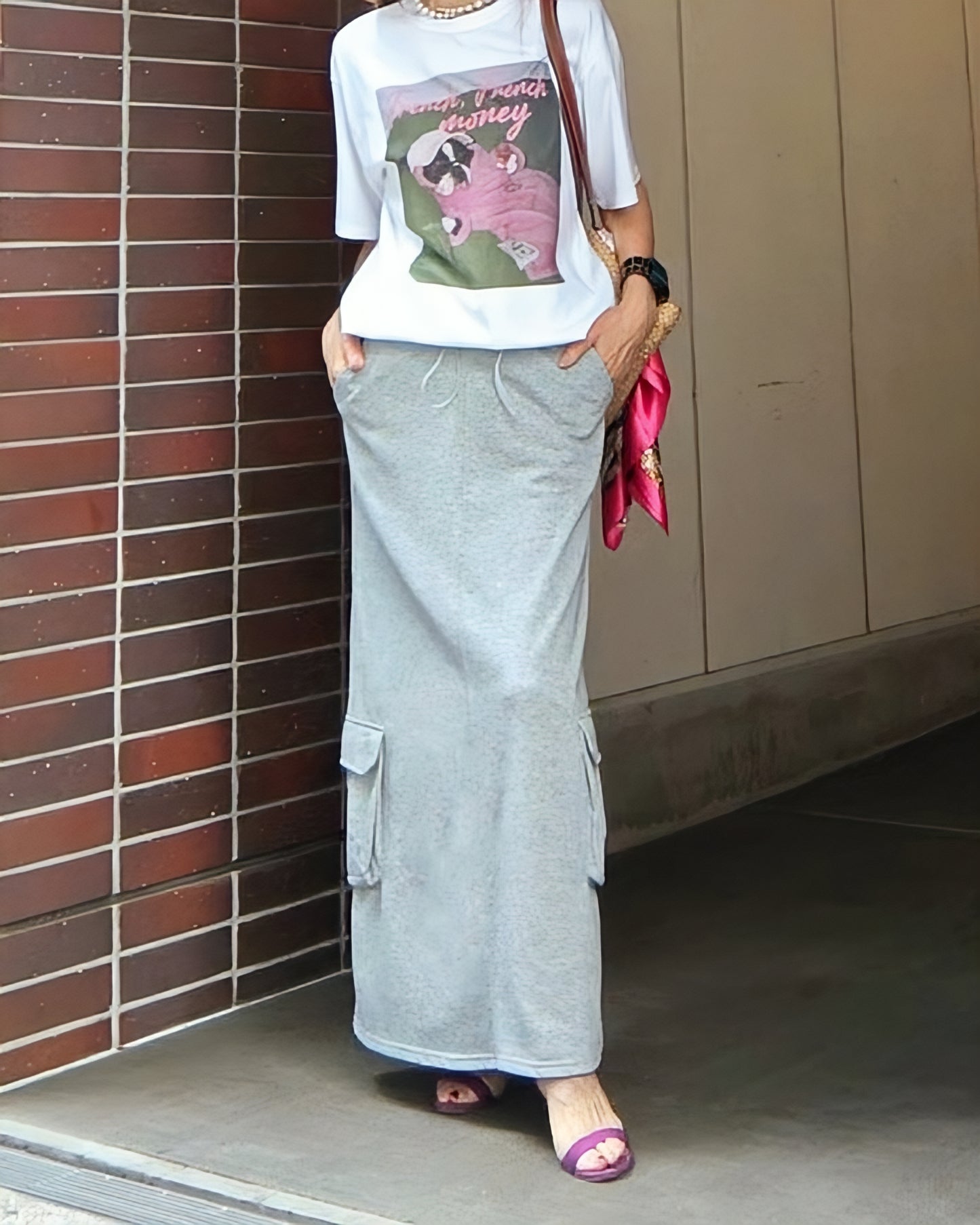 スウェットカーゴロングスカート