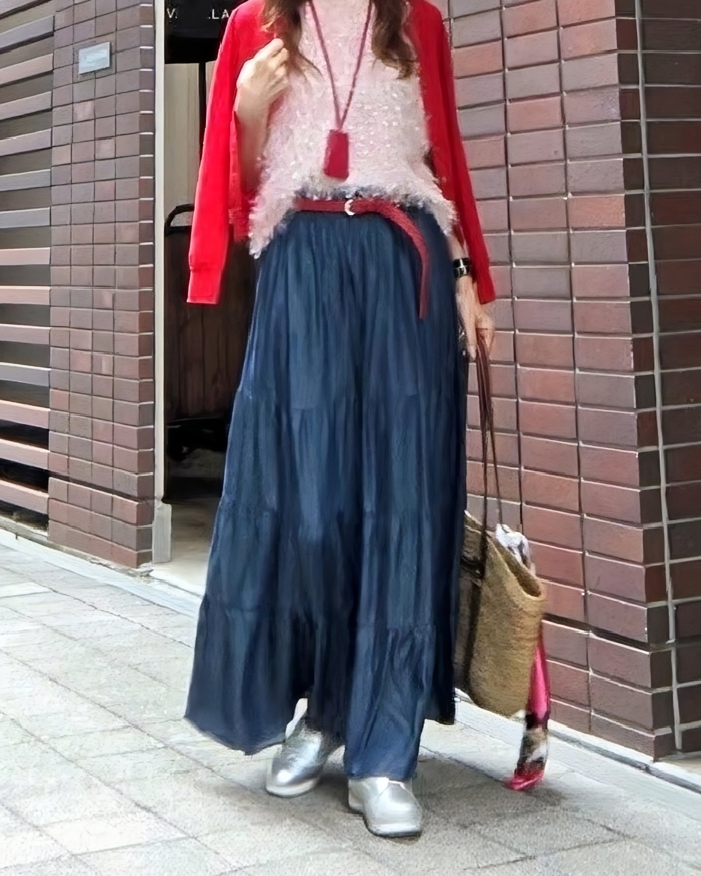 デニムティアードロングスカート