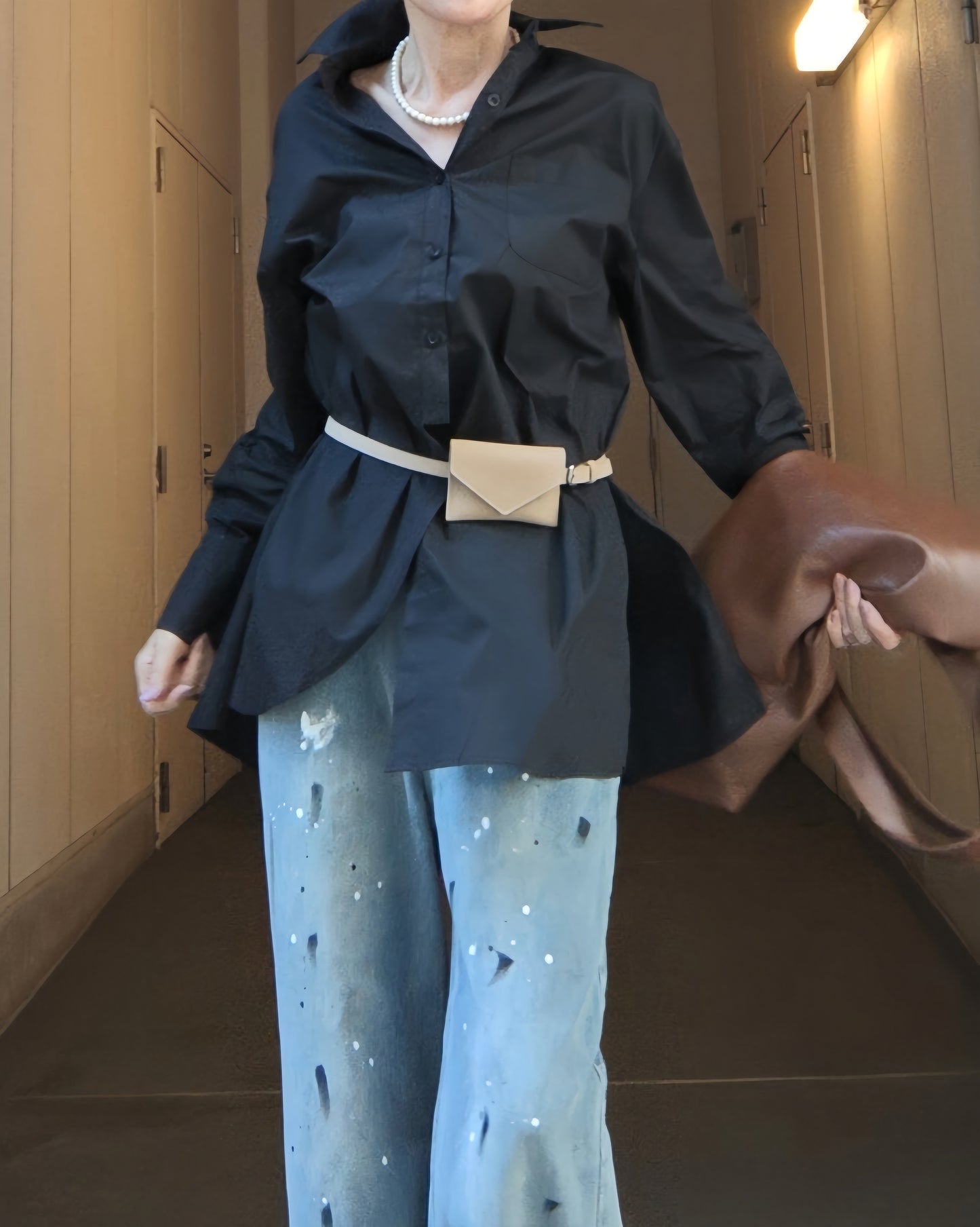 バックスリットボクシーシャツ