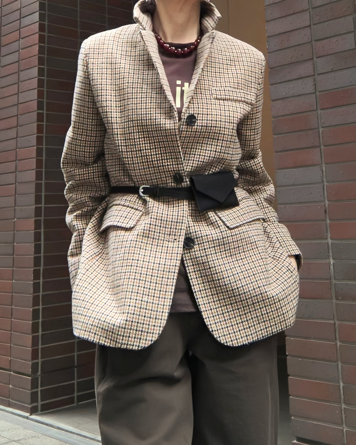 ブラウンチェックテーラードジャケット