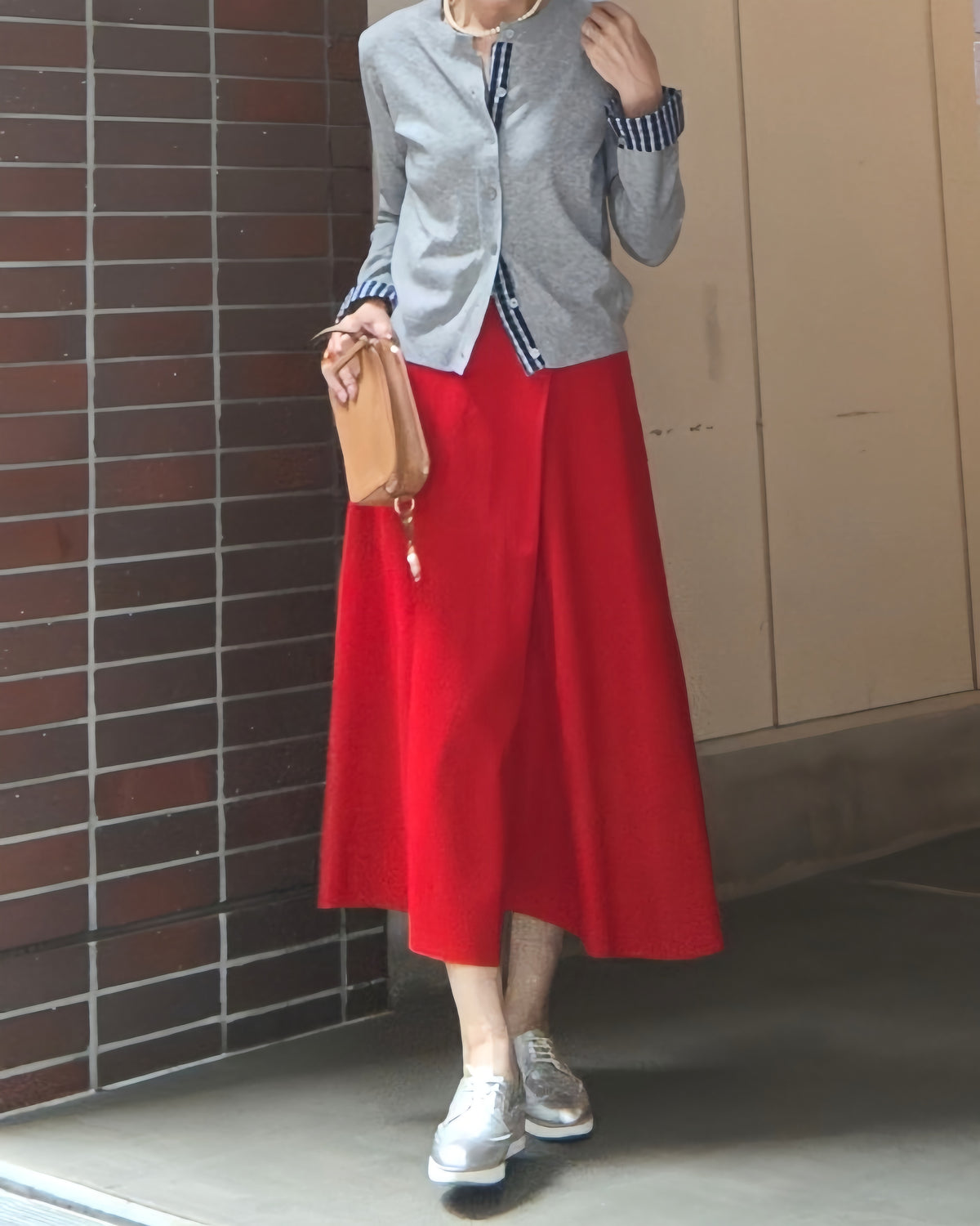 チェックコンビカフスカーディガン