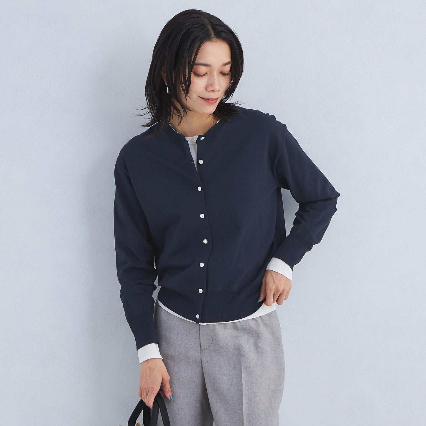 ドラキー クルーネック ニット カーディガン