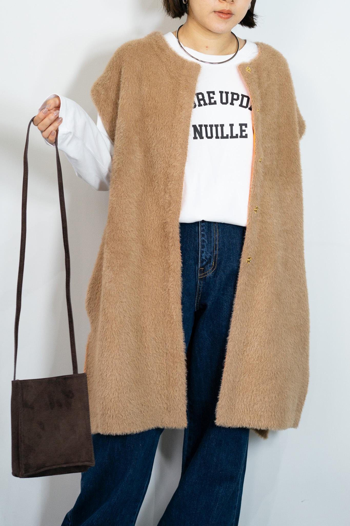 バイカラーテープシャギーニットベスト