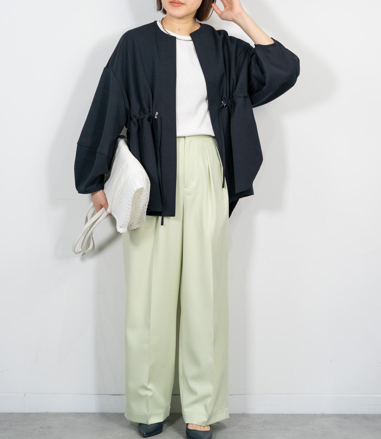 センタープレスセミワイドパンツ