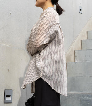 シアーストライプパイピングシャツ