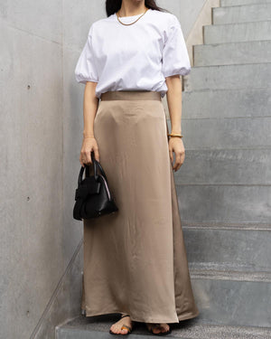 微光沢サテンナロースカート