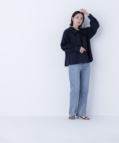 スキッパーリボンタイブラウス