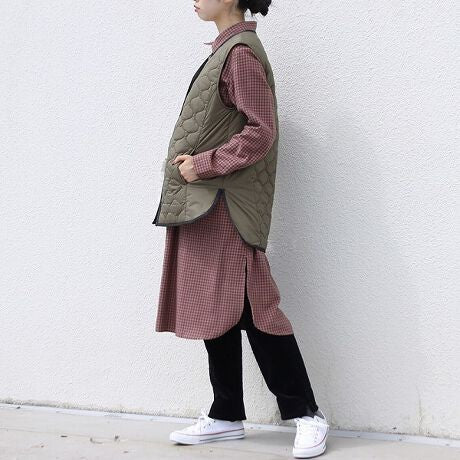 キルティングロングベスト