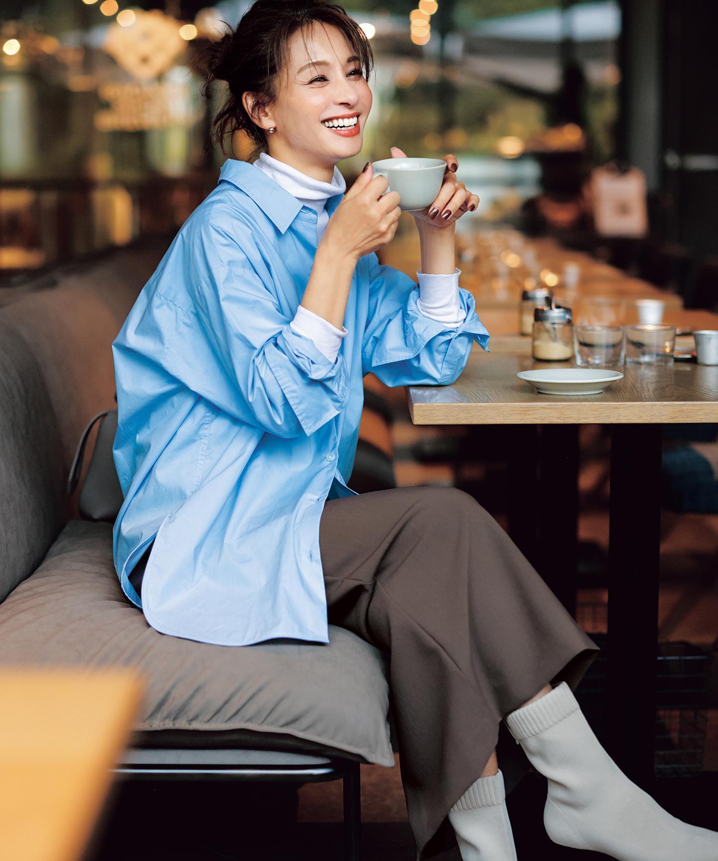 コットンカシミヤ タートルネックカットソー