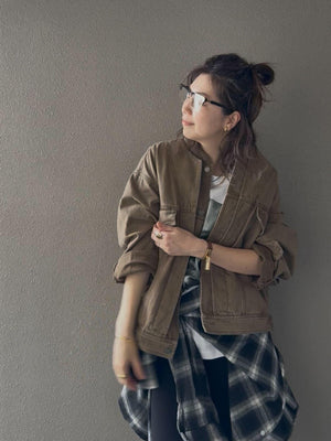 ノーカラーウォッシュブルゾン