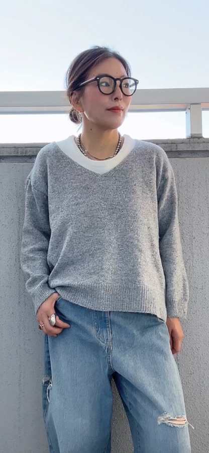 ノースリレイヤードニット