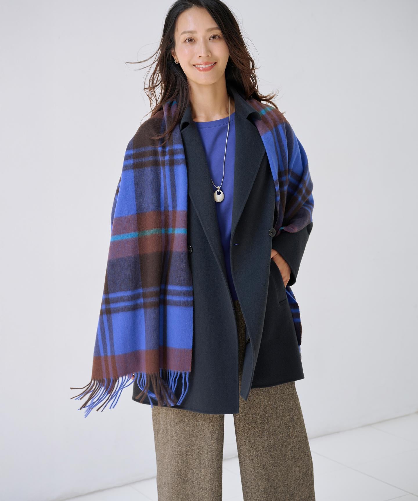 カシミヤチェック マフラー