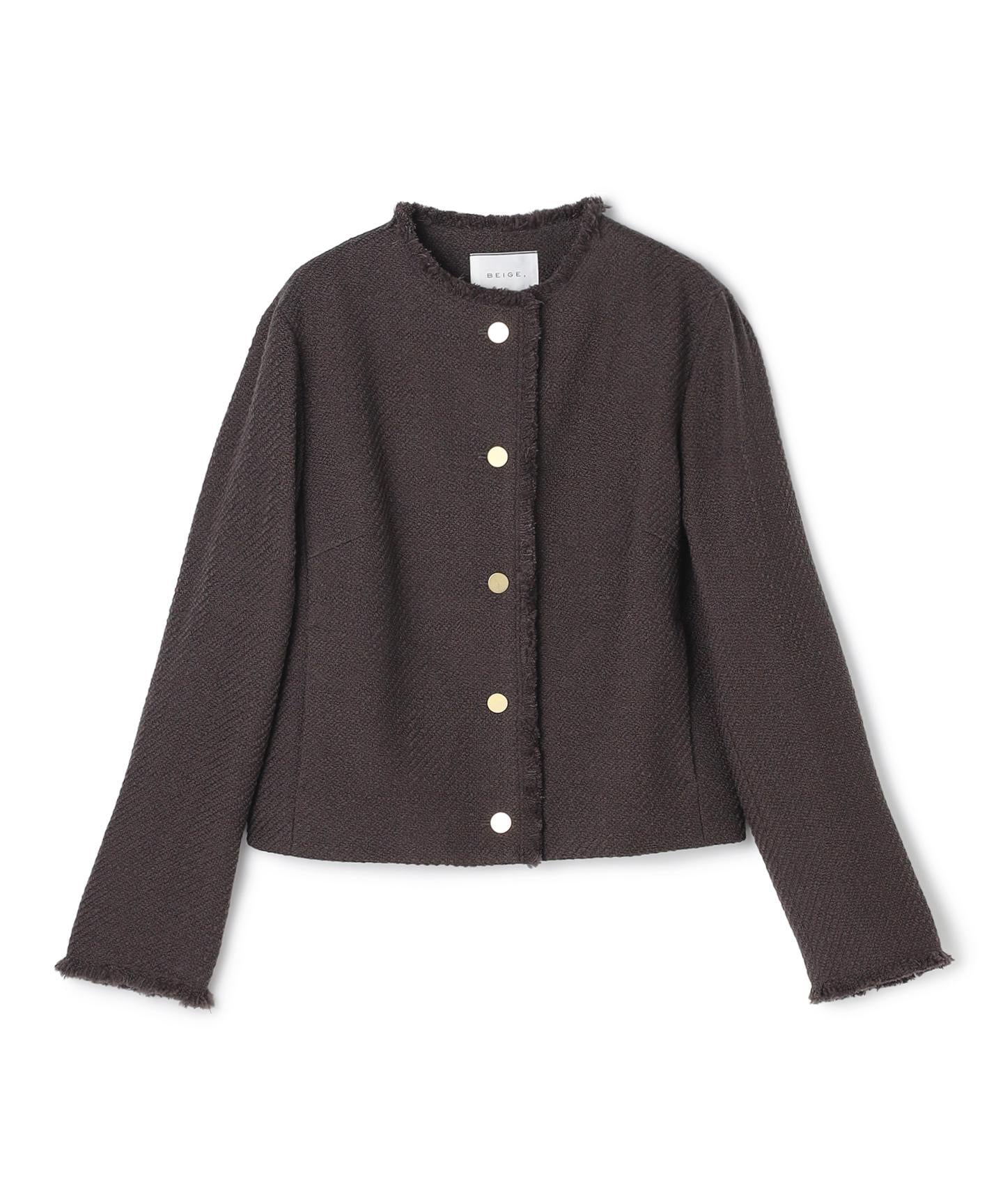 MULLIN / ウールツイードメタルボタンノーカラージャケット