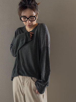 リネンボーダールーズロンT