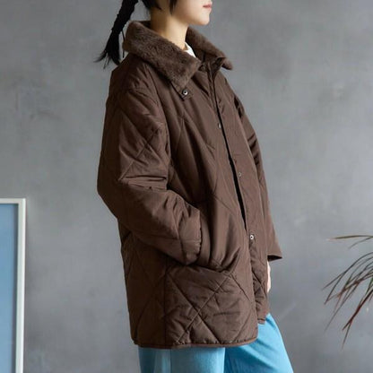 ファーカラーキルティング中綿アウター