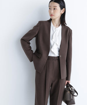 ウーステッドライクツイル SETUP ノーカラージャケット