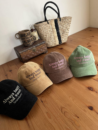 コーデュロイ刺繍ロゴキャップ