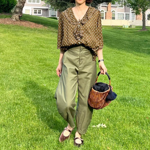 水玉レースブラウス