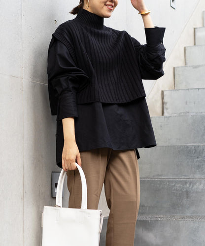 ワイドリブハイネックショートベスト