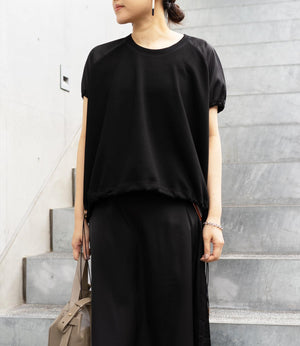 異素材切り替えドロストラグランカットソー