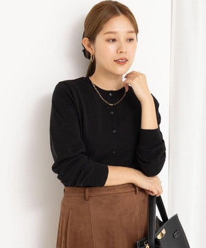 天竺クルーネックカーデ