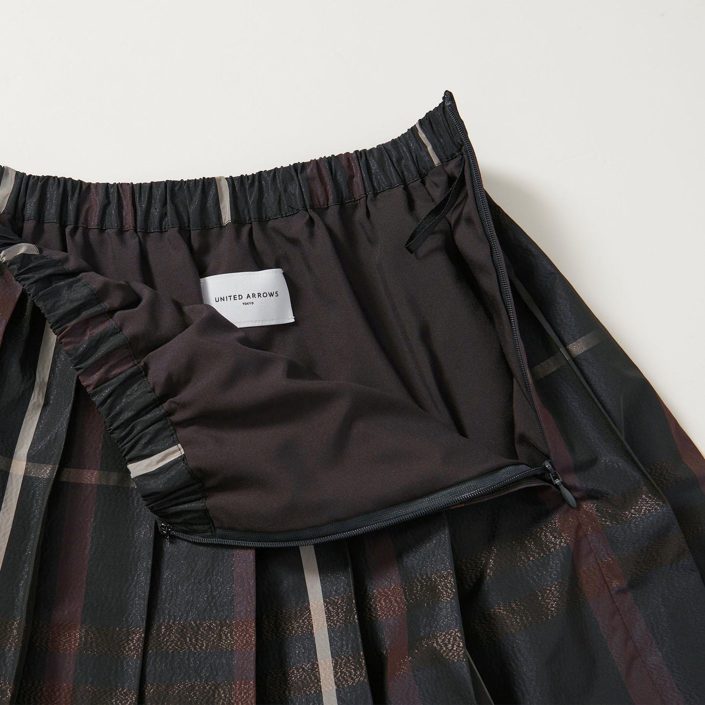 チェック タフタ プリーツスカート