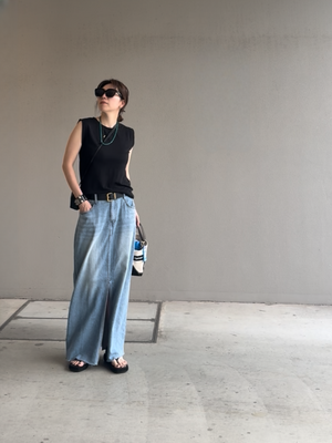 サマーロングデニムスカート