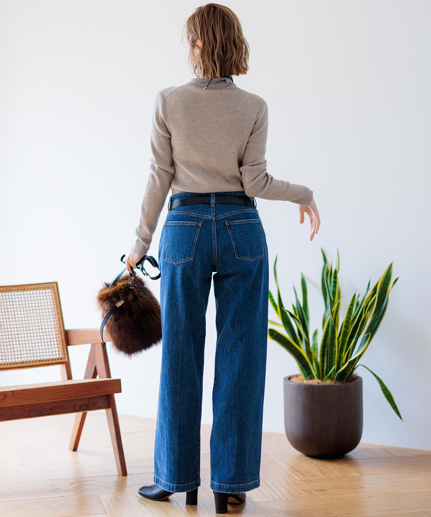 ウーステッドウール リブタートルネック ニット