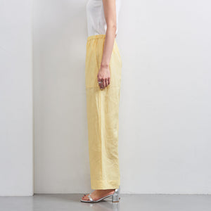 リネン パッチポケット イージーパンツ WHITE/YELLOW