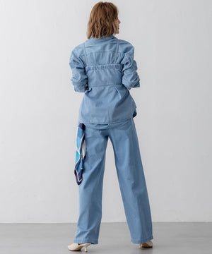 ライトダンガリー ワイドパンツ