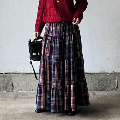 くすみタータンチェックティアードスカート