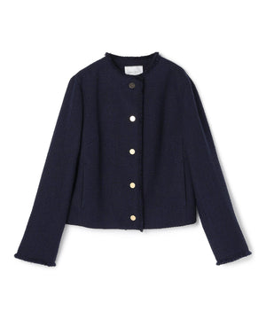 MULLIN / ウールツイードメタルボタンノーカラージャケット