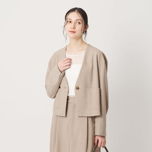 ポリエステルブレンド カラーレス ショートジャケット