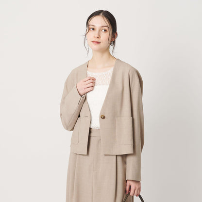 ポリエステルブレンド カラーレス ショートジャケット