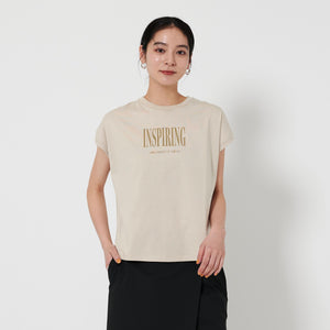 コットン ロゴプリント フレンチスリーブ Tシャツ