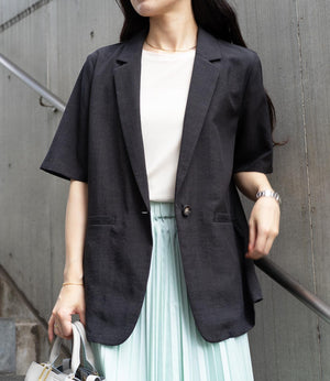 リネンライクハーフスリーブテーラードジャケット