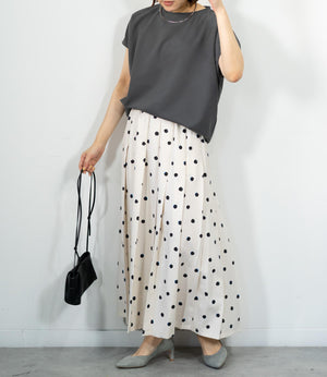 ランダムドットミモレタックスカート