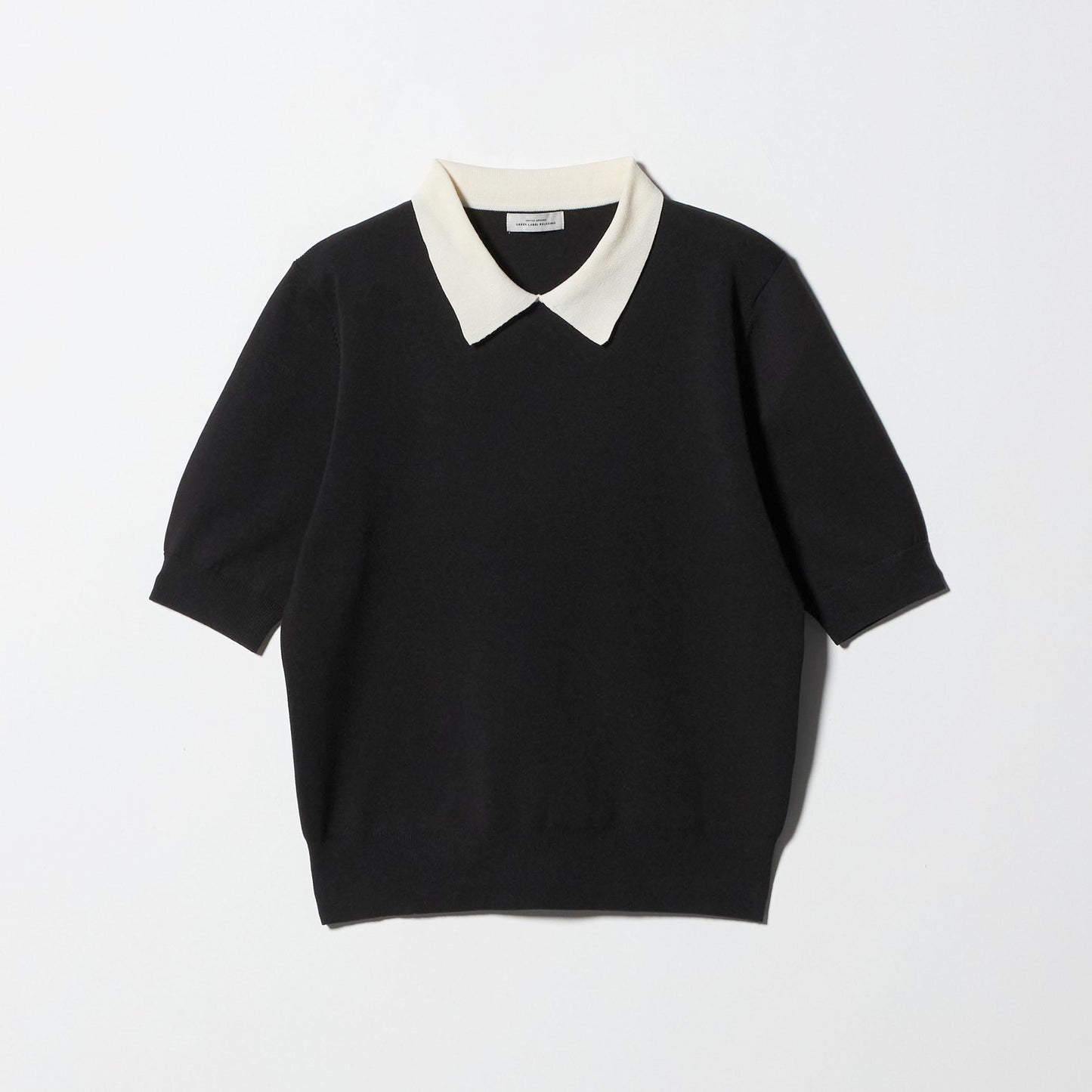 襟付き 5分袖 プルオーバー ニット