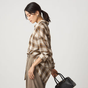 ［size SHORTあり］シアー チェック シャツ