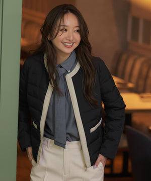 2WAYノーカラーダウン ジャケット