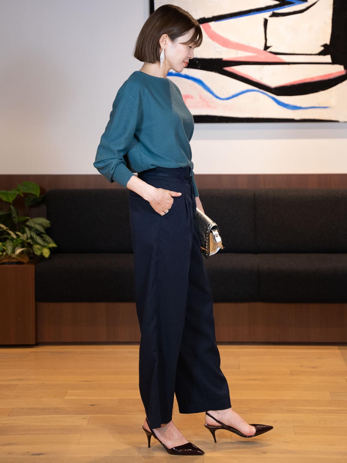 9分丈ハイウエストワイドパンツ