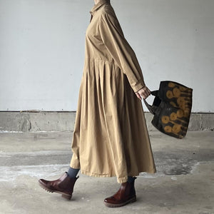 キャメルcottonシャツワンピース
