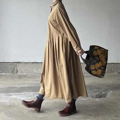 キャメルcottonシャツワンピース