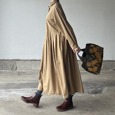 キャメルcottonシャツワンピース
